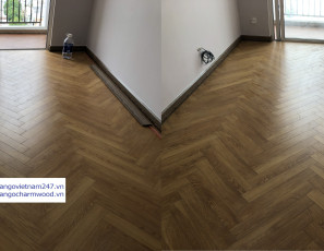 Sàn gỗ xương cá Charm Wood vân sồi & sàn nhựa xương cá Morser hèm khóa 4mm
